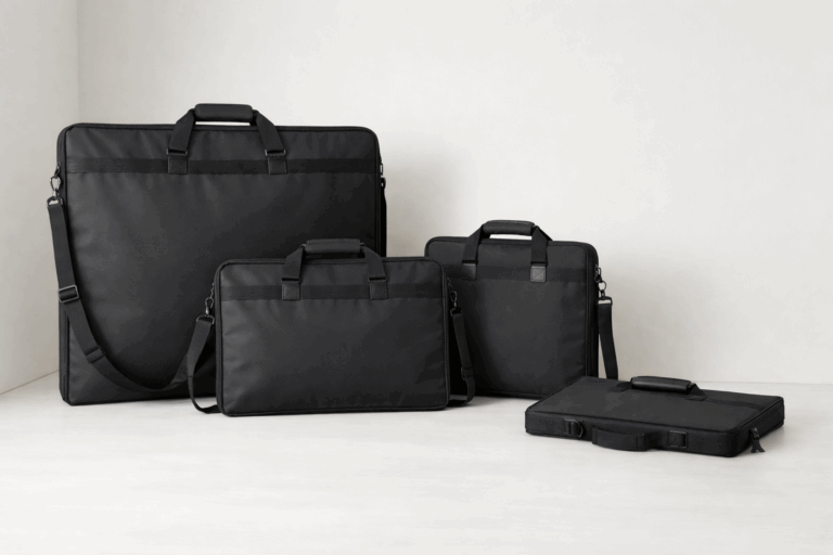 Art Portfolio Bags in Multiple Sizes Displayed in a Studio Setting