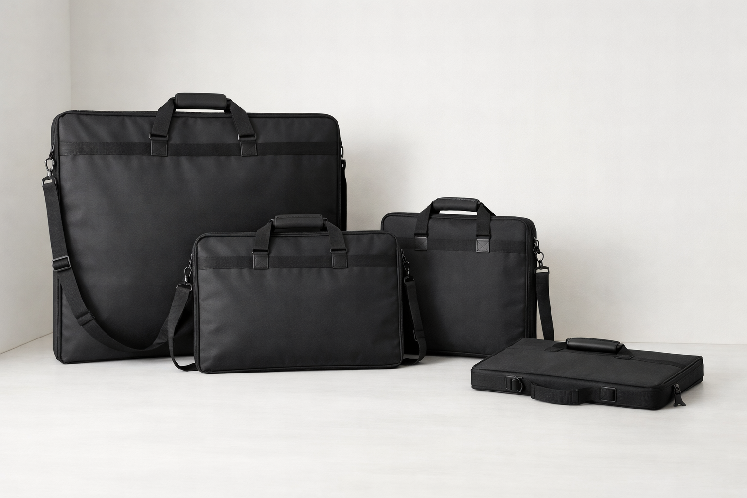 Art Portfolio Bags in Multiple Sizes Displayed in a Studio Setting