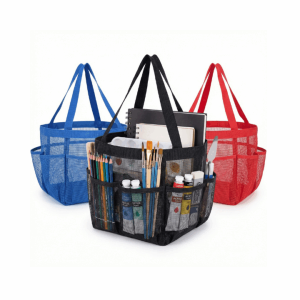 Box-Shape Structured Art Supply Organizer Tote