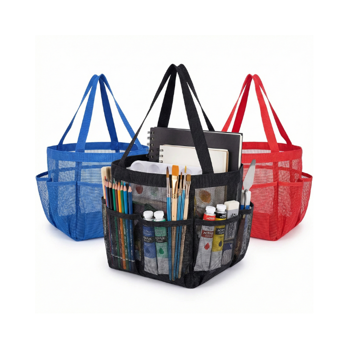 Box-Shape Structured Art Supply Organizer Tote