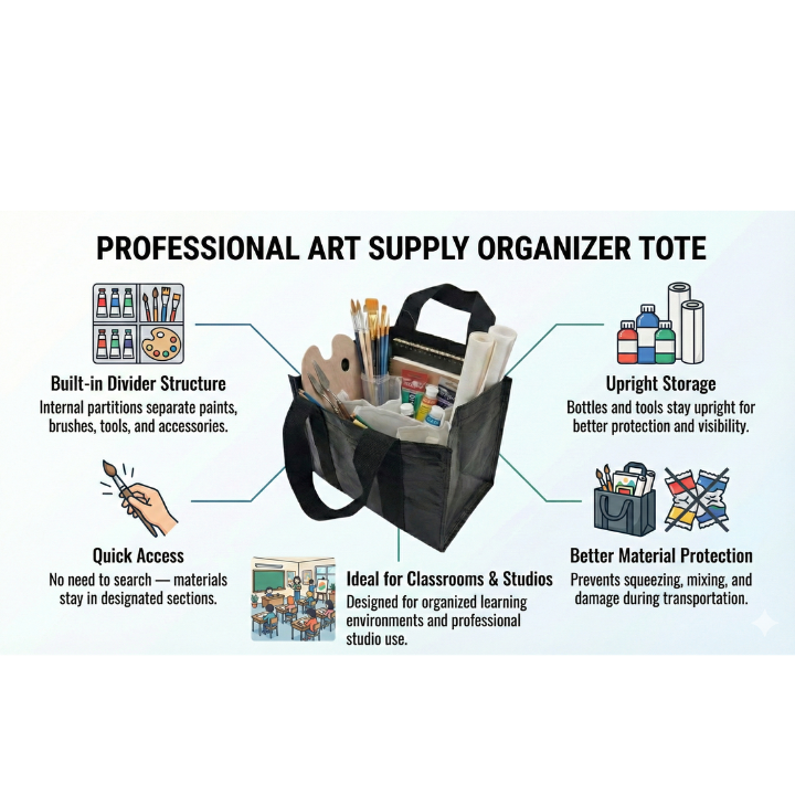 PORTABLE ART SUPPLY ORGANIZER TOTE